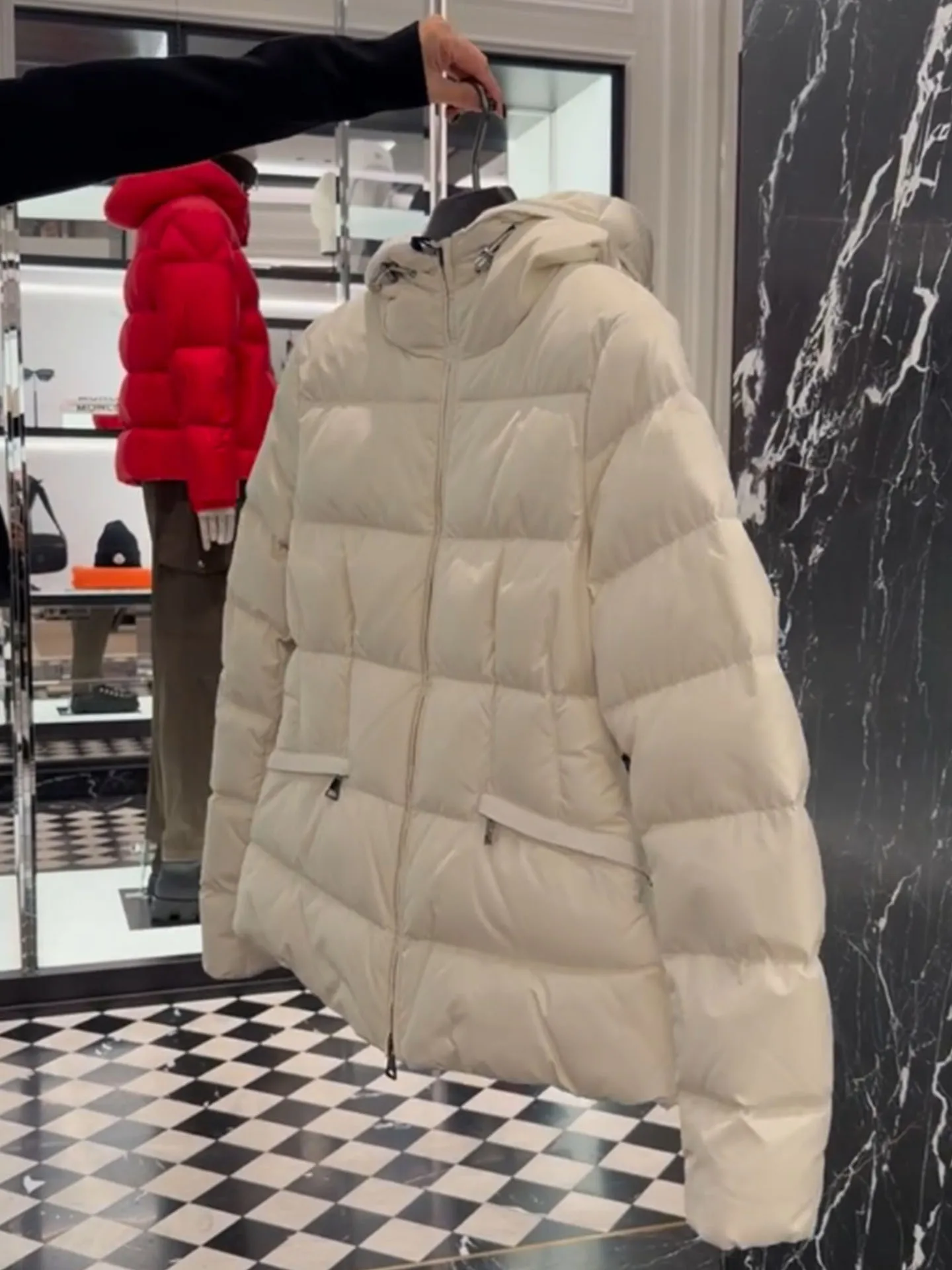 Ele White Puffer Jaet Women's Winter Coat High Waist Hooded Thiened Polyester Fiber Du down Commute Sle Regular Fit