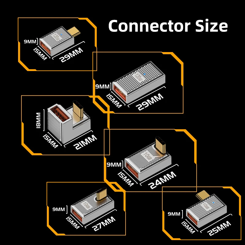 120W USB Type C OTG Adapter USB A to USB C Fast Charge Converter 10Gbps Data Sync Connector PD100W 140W 240W USB C to C Adapter
