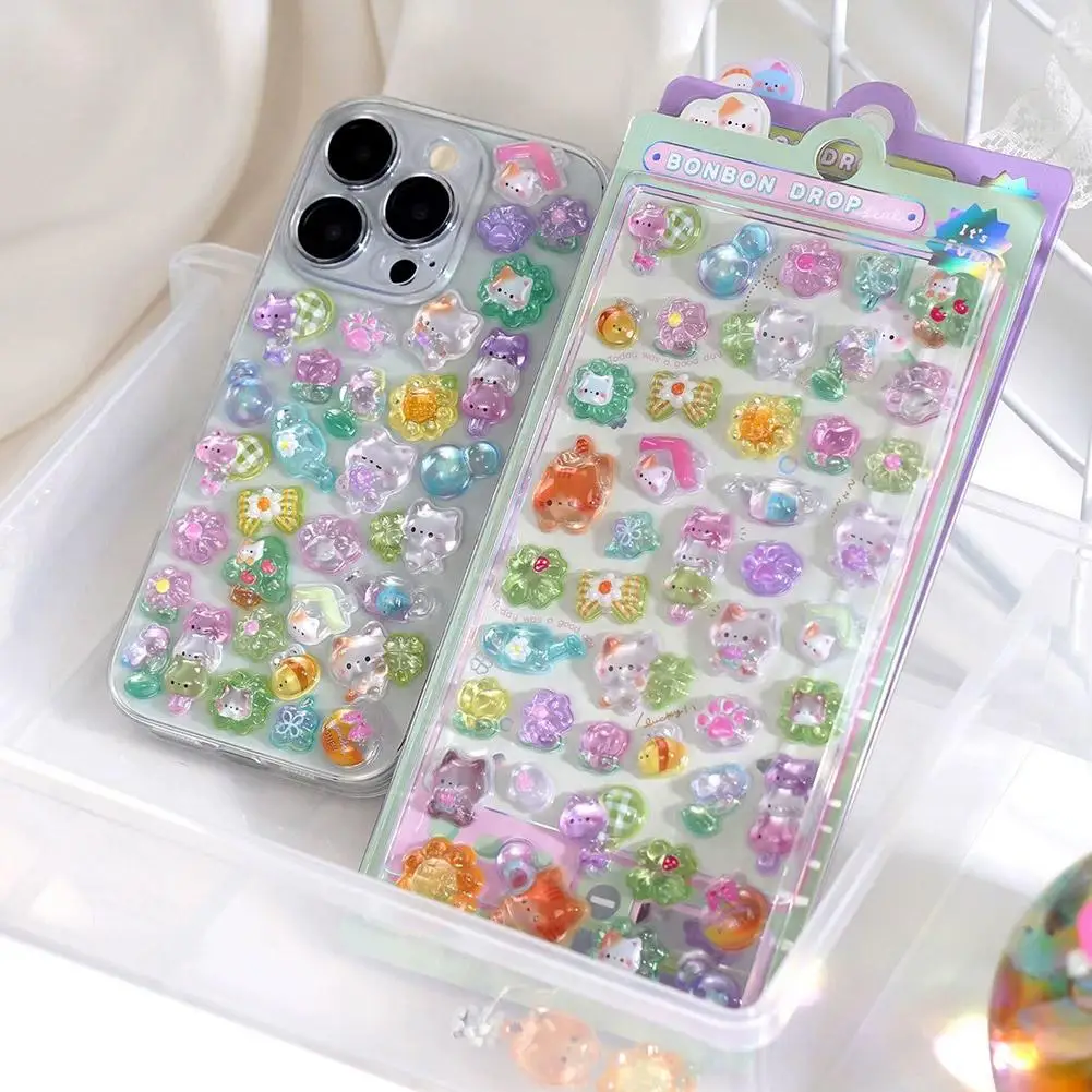 3D Fun Stickers Relief Sticker Decoration Sticker 3D Embossed Sticker Jelly Sticker Children Girl DIY Handbook Scrapbook Sticker
