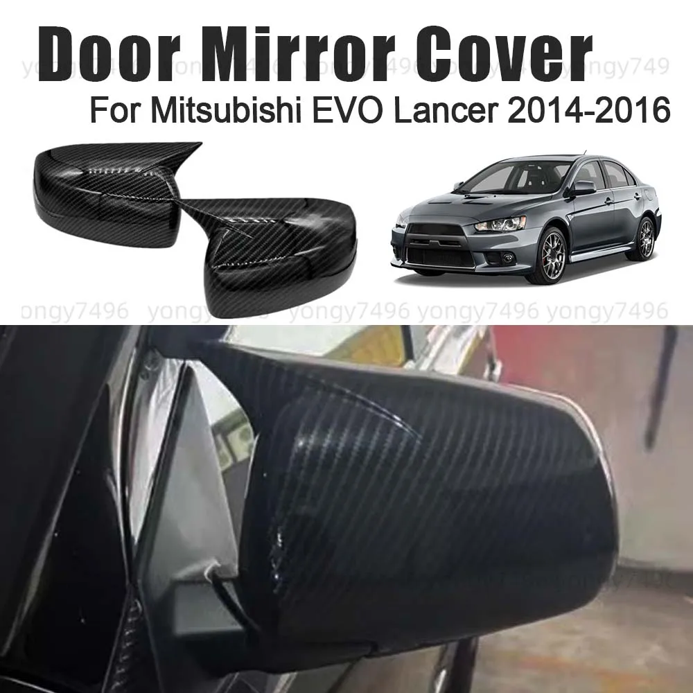 

Обновленная крышка дверного зеркала автомобиля для Mitsubishi EVO Lancer 2014 2015 2016, глянцевое черное углеродное волокно, аксессуары для заднего вида, Стайлинг