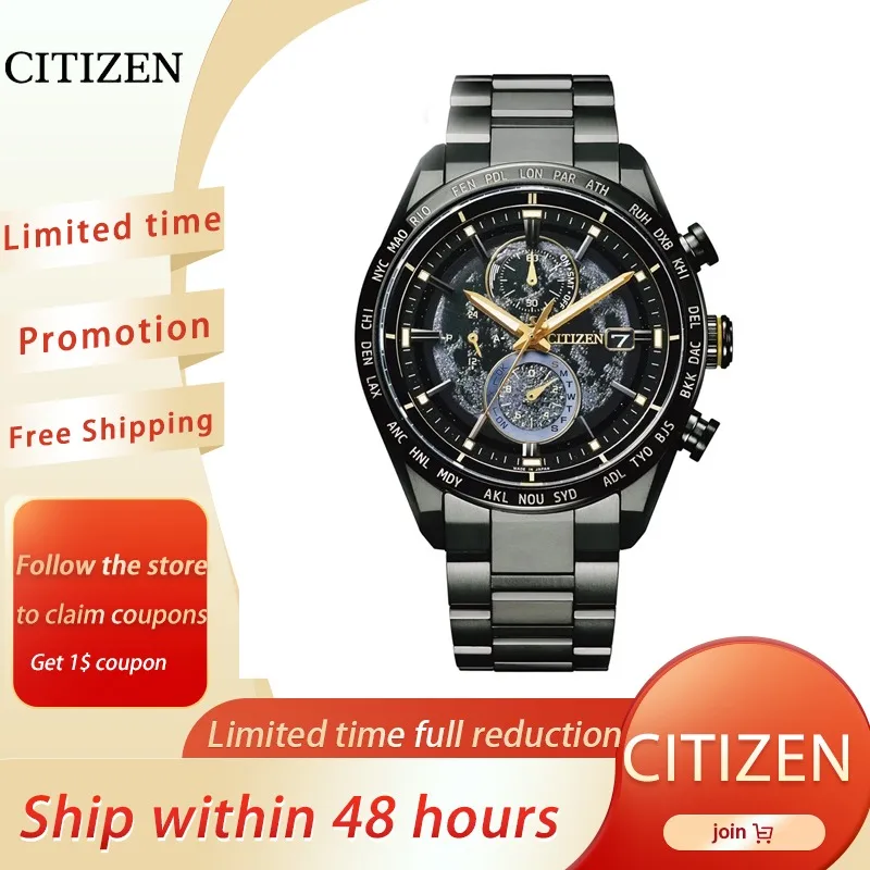 Citizen Back of The Moon Men\'s Quartz Wristwatches Luxury Stainless Steel  Calendar Luminous Clock Men\'s Business Casual Watch