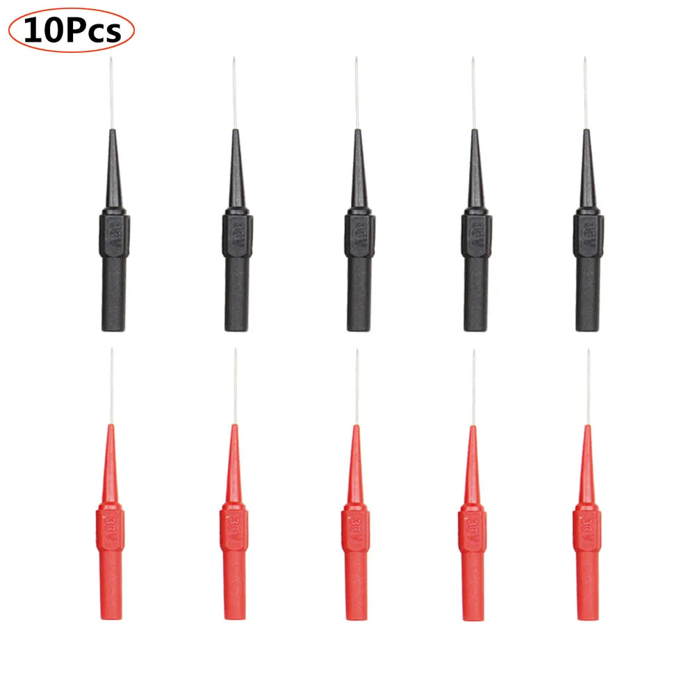 10pcs 1mm Test Probe Needle Multimeter Stainless Puncture Back Probe Pin Multimeter Oscilloscope Test Pen with 4mm Banana Socket