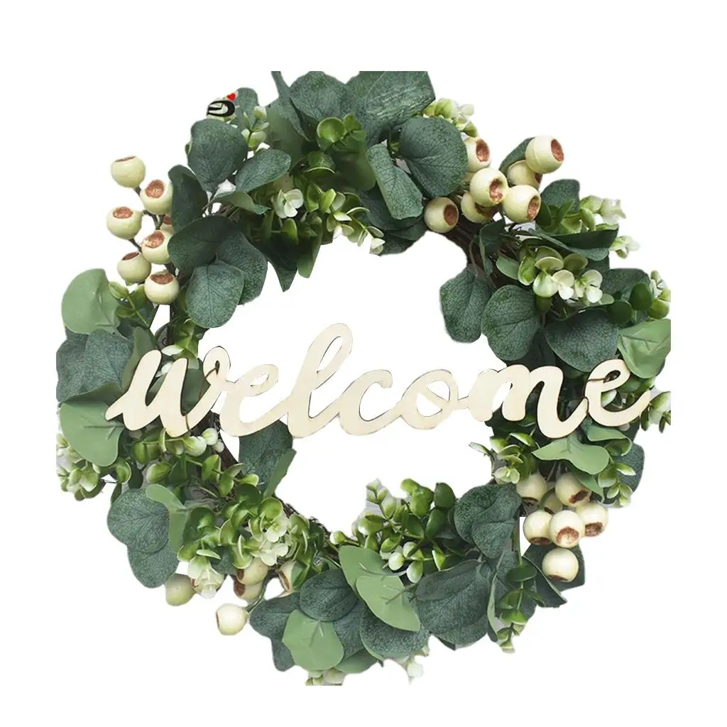 

Венок из искусственного эвкалипта с зелеными листьями 17 дюймов для украшения стены дома