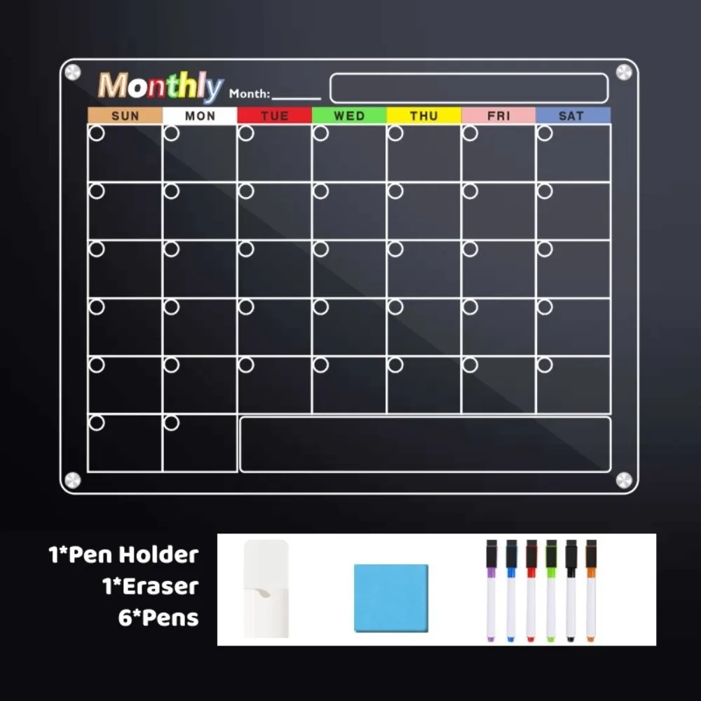 Message Note Monthly Weekly Planner Schedule Reusable Magnetic Calendar Memo To Do List Frameless Rewritable Fridge Clear Board