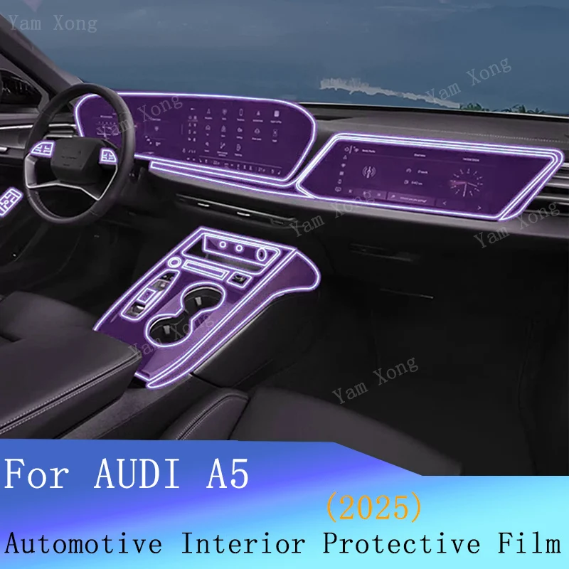 

Car Center Console Sticker For AUDI A5 2025 Full set interior Film LED Navigation Dashboard Protective Cover Film B Pillars Film