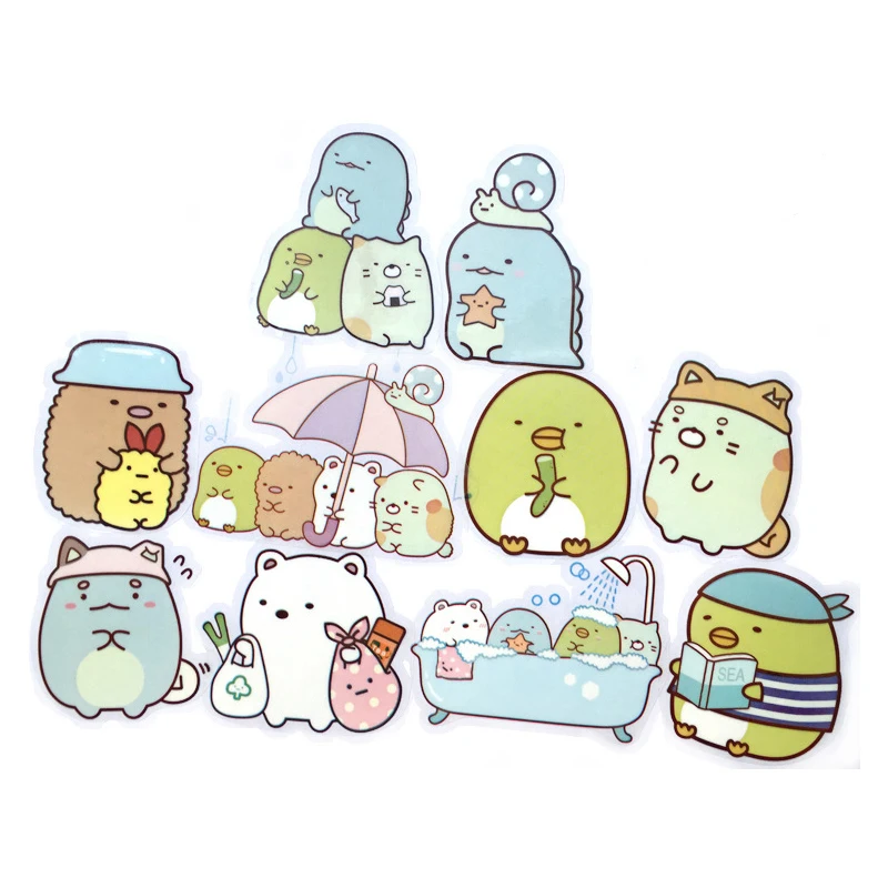 Kawaii Sumikkogurashi Pvc Stickers Waterproof Oil Resistant Laptop Phone Case Stickers Decorative Refrigerator Sticker For Girls