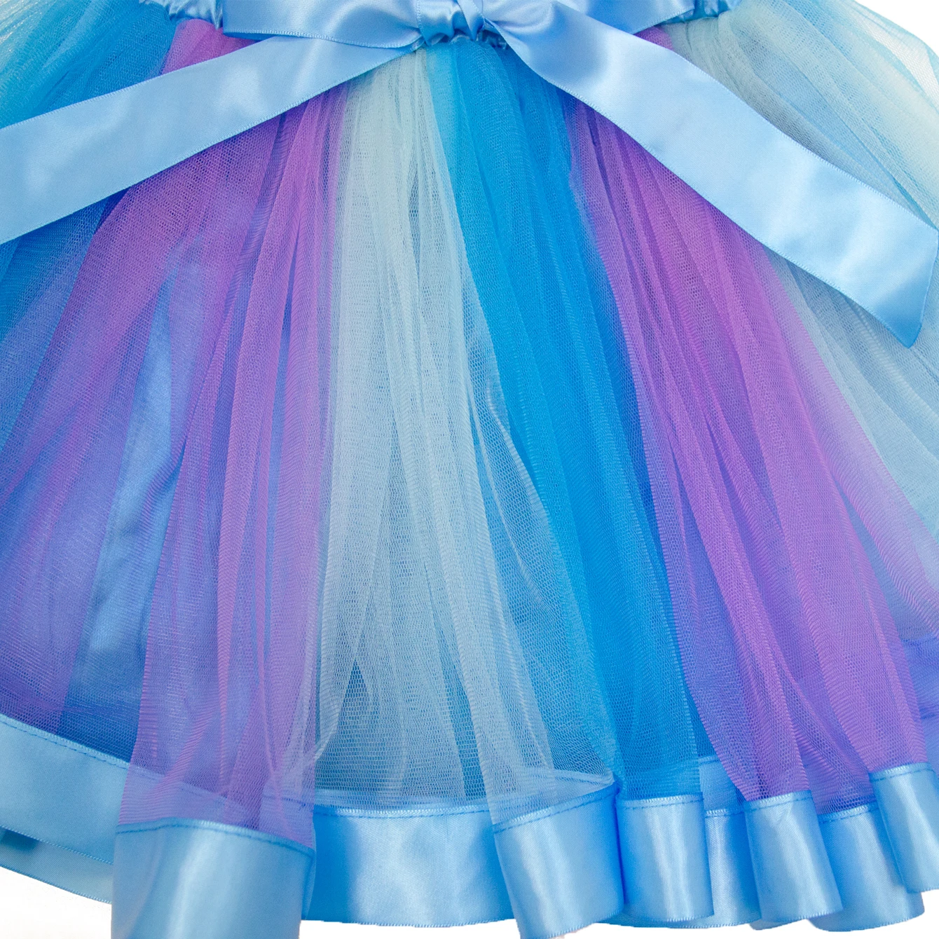 Poppy Cosplay Dress Costume Set Blue Print Top+Rainbow Tutu Skirt+Bag For Girls Carnival Halloween Birthday Party 4-8Y Outfits