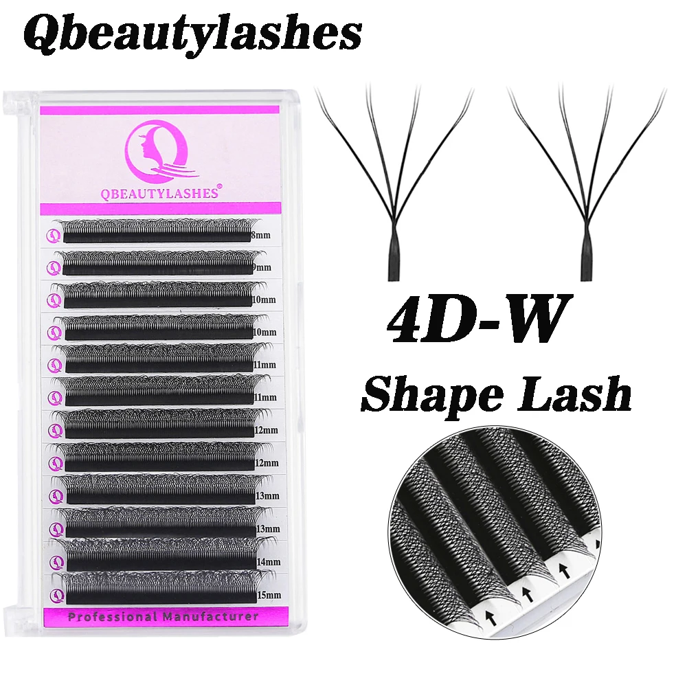 

Qbeautylashes cílios W Shape 4D 8D Eyelash Extensions C D Curl Length 8-15mix Premade Fans Individual YY Mink Eyes Lashes