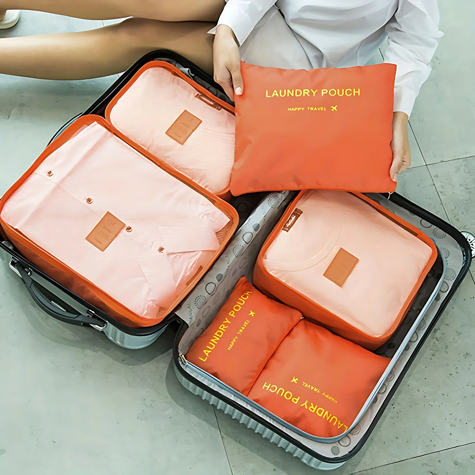 6Pcs/Set Travel Luggage Cubes Set - Foldable Storage Bags for Clothes, Shoes, Underwear, and Accessories, Suitcase Organizer
