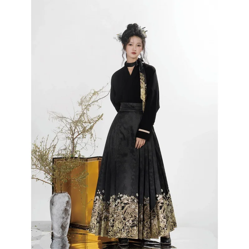 Original Hanfu Skirt Chinese Style Costume Mamianqun Ming Horse Face Dress Improved Ming Dynasty Ancient Traditional Daily Wear