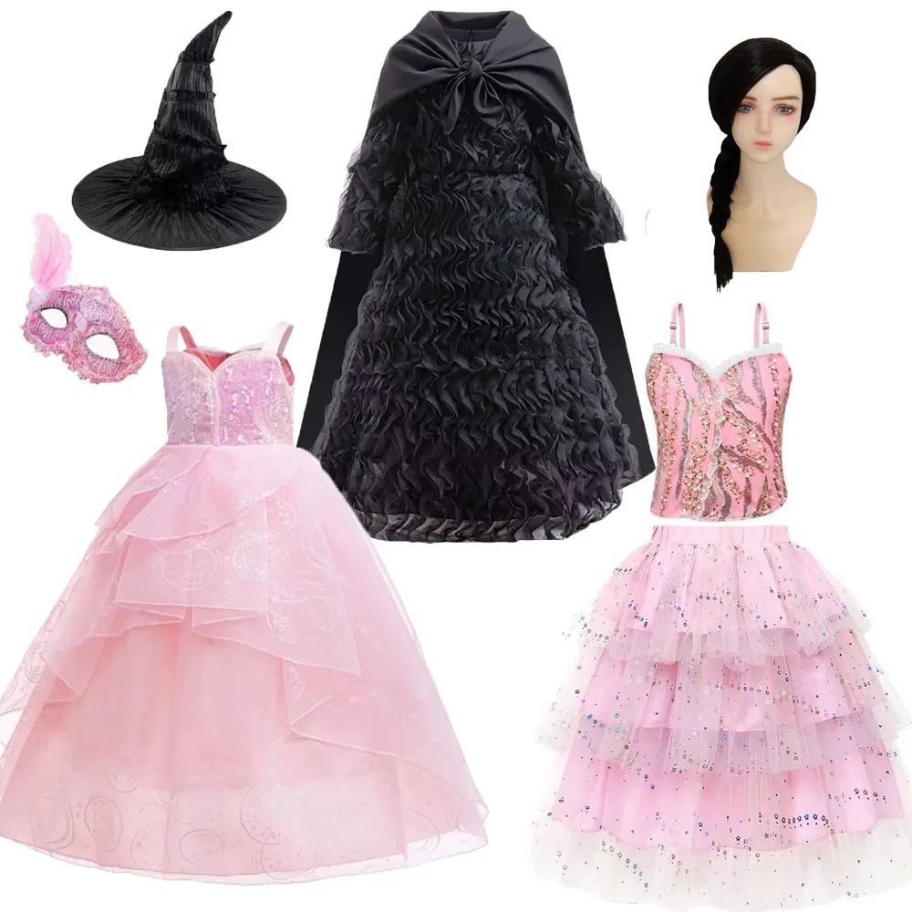 

Movie Wicked Glinda Elphaba Cosplay Costume Glinda Disgise Pink Princess Dress Costume Fancy Girls Party Witch Carnival Clothing