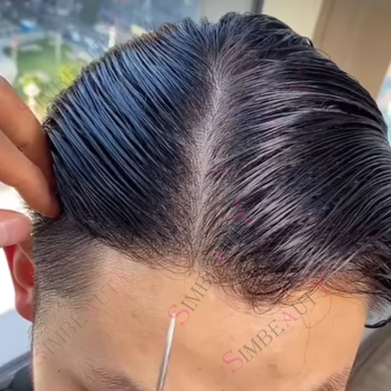 

Европейская мужская накладка для волос из натуральных волос (черный, коричневый, блонд, серый, 1B50) с тонкой полиуретановой основой 0,1 мм для лысых мужчин