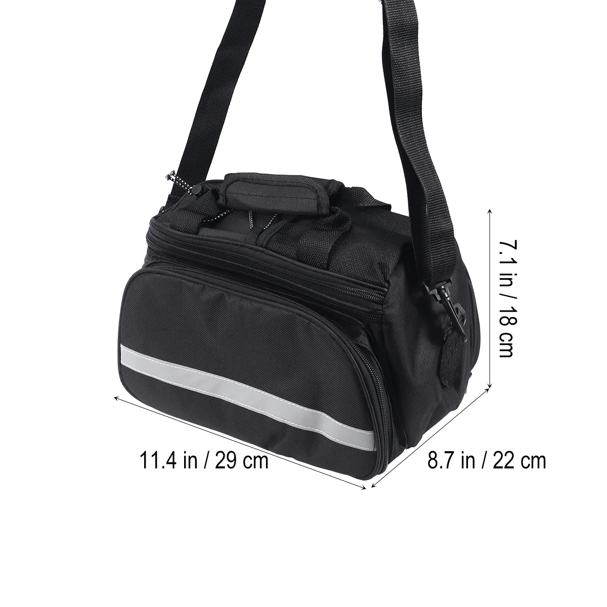 

Cycling Bike Rear Seat Trunk Bag Pannier Pouch Rack Shoulder Travel Large Capacity Removable Drink Pocket Black