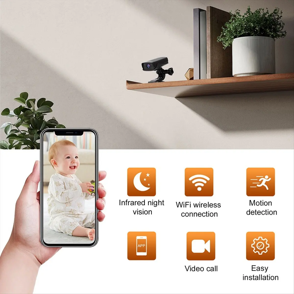 HD Wireless Camera Indoor/Outdoor Night Vision, No Drilling Required Unplugged Operation