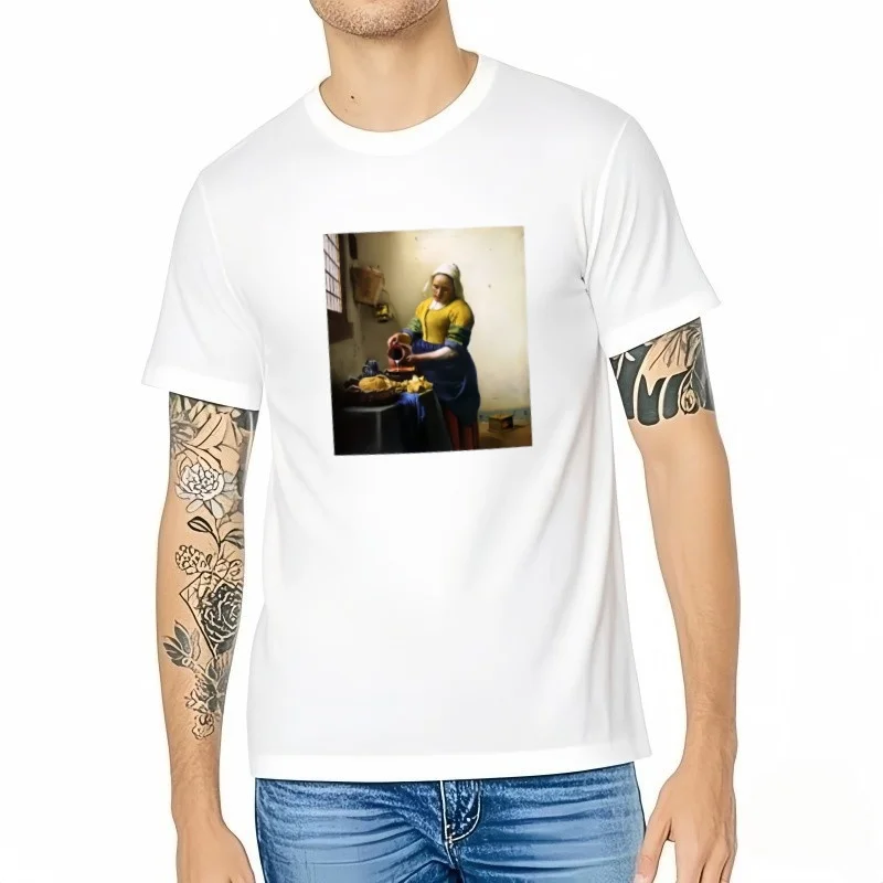 

Футболка Johannes Vermeer van Delft для мальчика, летний топ, эстетичная одежда, дешевые простые белые футболки для мужчин