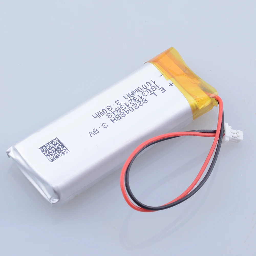 Batteria ricaricabile al litio ai polimeri di Lipo JST1.0 2P 3.8V 1000mAh 822048   Per auricolare registratore GPS PSP con controller indice valvola