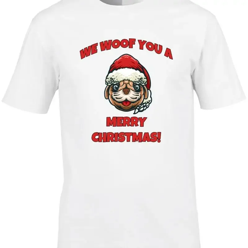 Dog Christmas Funny Men'S T Shirt Woof Party Xmas Secret Santa Father Cool