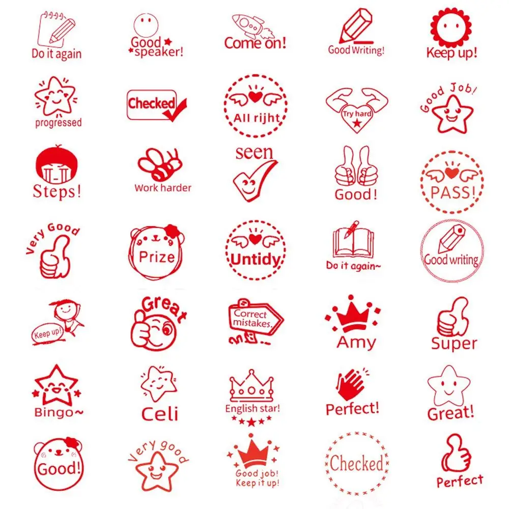 Toy Stamps Kids Seal Scrapbooking Stamper Photosensitive Chapter Commentary Stamp Teaching stamp Encouragement Reward Seal