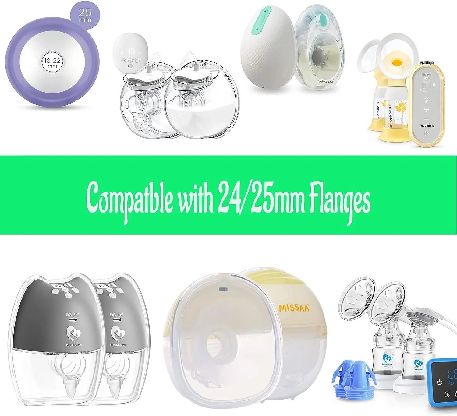 Escudo Wearable Breast Pump, Inserção Flange, Compatível com Medela, S9, S10, S12, S9pro, S12pro, 17mm, 19mm, 21mm