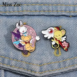 Magical Girl Enamel Pins Custom Cute Bunny Bear Brooches Lapel Badges Animal Funny Jewelry Gift for Kids Friends
