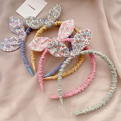 Cute Girls Kids orecchie di coniglio cerchi per capelli Bowknot fascia per capelli fiori stampati accessori per capelli