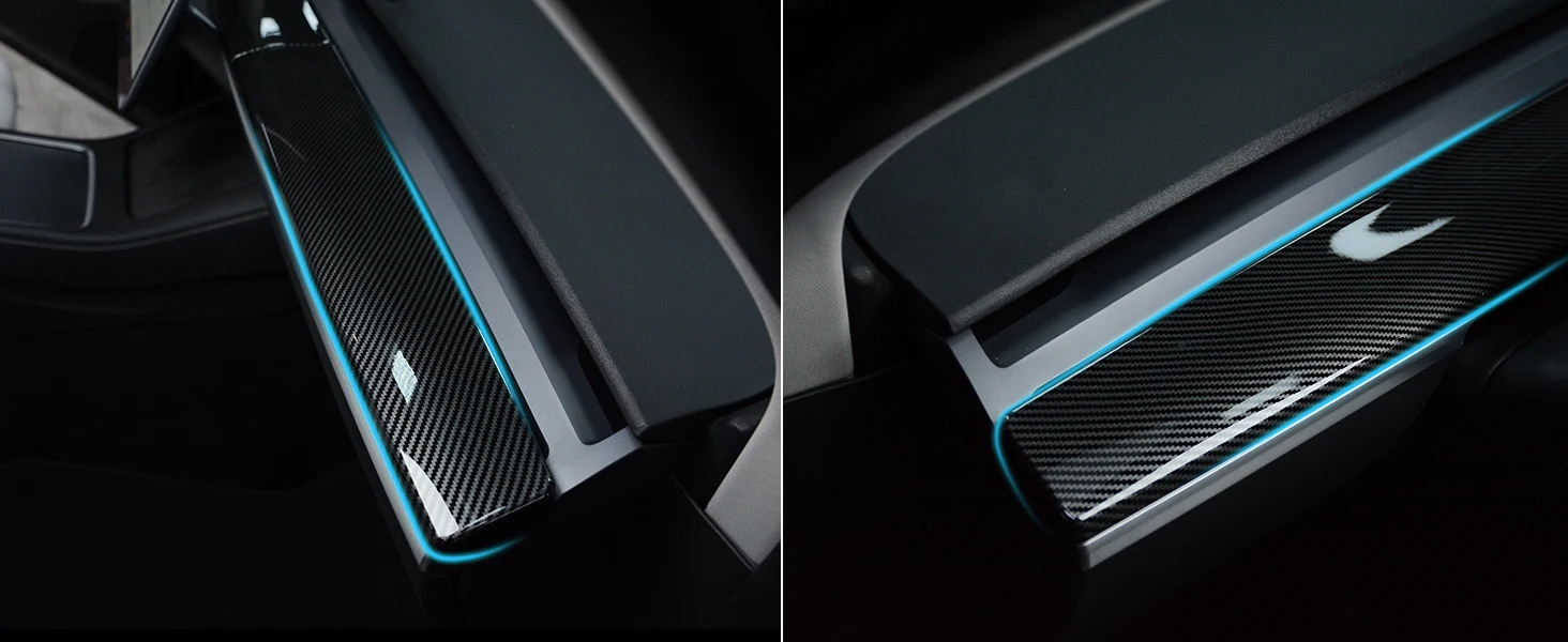 Armaturenbrett-Abdeckung für Tesla Model 3 Y, Abdeckung für die innere Armlehne der Vordertür, Verkleidung für die Mittelkonsole, Zubehör-Aufkleber – Detail 12