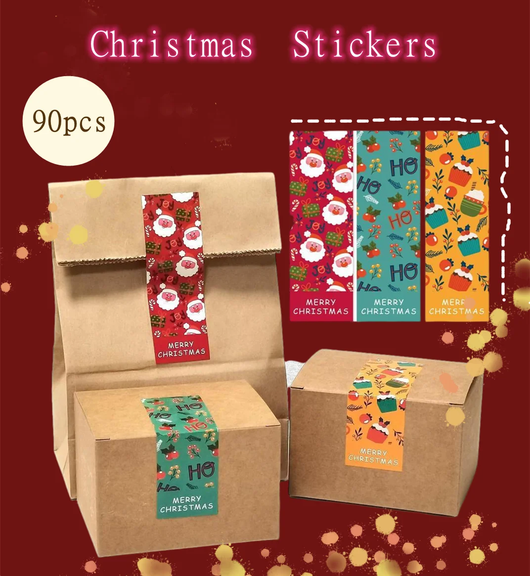 Kerst 90Pcs Van Geschenkdozen Stickers Voor Gift Verpakking Studenten Stickers Hand Account Versieren Soorten Gift Gegeven Afdichting Sticker