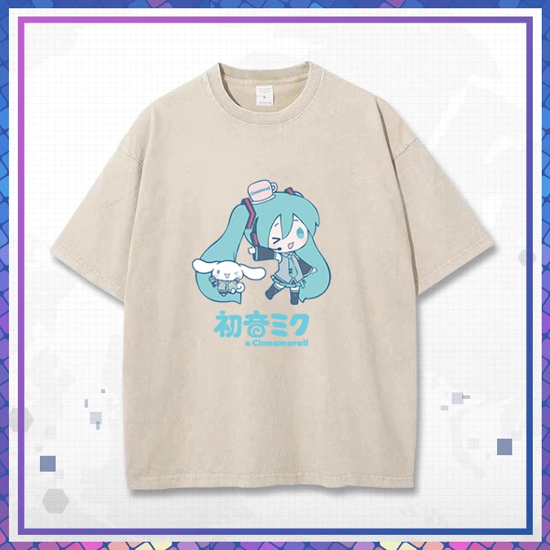 洗えるヴィンテージ半袖tシャツ-cos-コラボレーション-ボーカロイド-フューチャー×犬漫画-近隣商品-ラウンドネック-コットンtシャツ