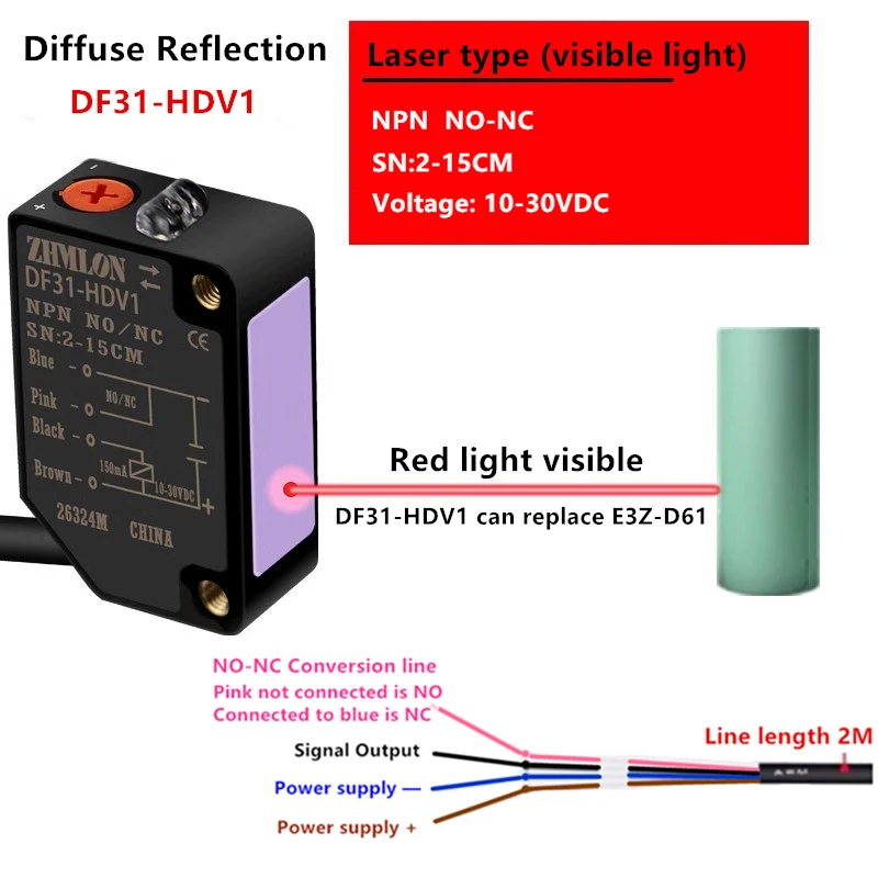 Przełącznik fotoelektryczny odbijający światło laserowe na podczerwień 24V może zastąpić czujniki zbliżeniowe E3Z-D61 E3Z-D62 D81 D82 L61 L81. — zdjęcie produktu 4