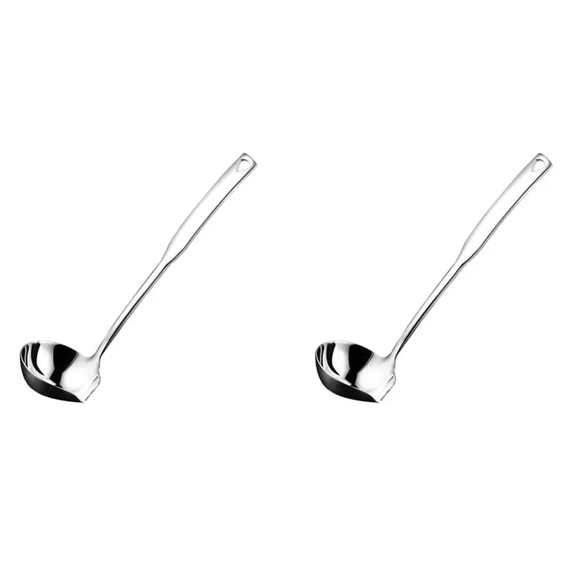 ABVJ-2X Kitchen Soup Ladle 304 Stainless Steel Punch Luminous Ladell Spoons With Pour Spout Gravy Ladles For Serving,11.8Inch