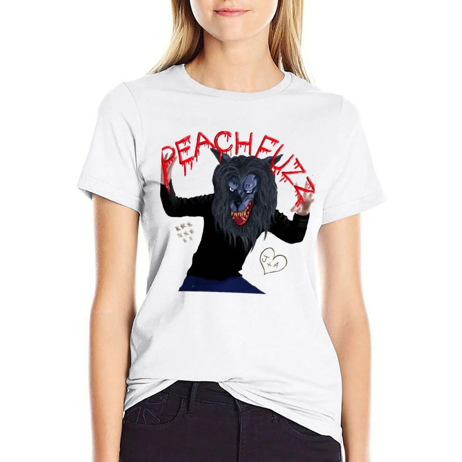 

Creep - HQ Peachfuzz Werewolf Mask Pose T-shirt anime clothes plus size tops t shirts for Women graphic