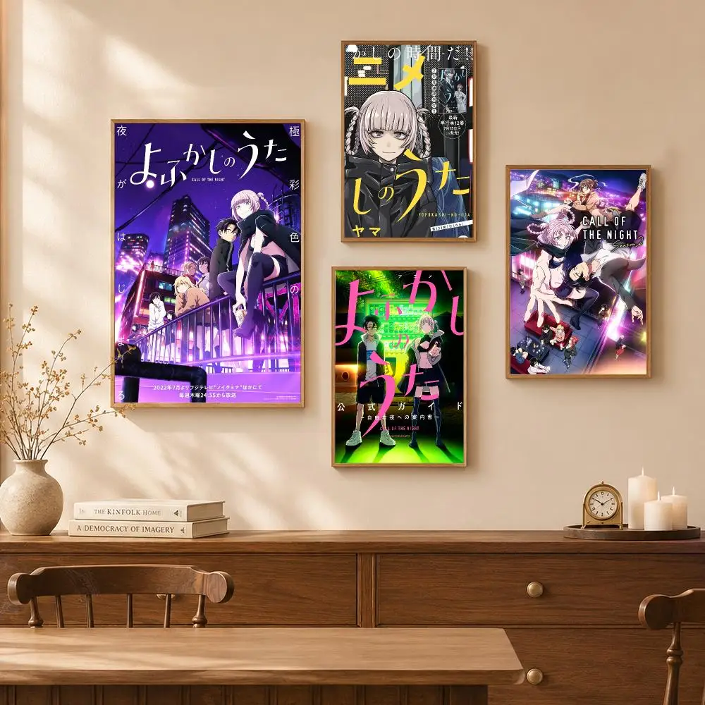 Anime-Japanese Vampire Call of the Night Poster Self-Adhesive Wall Art Poster HD Waterproof PP Bedroom Cafe Gym Home Decor Gift