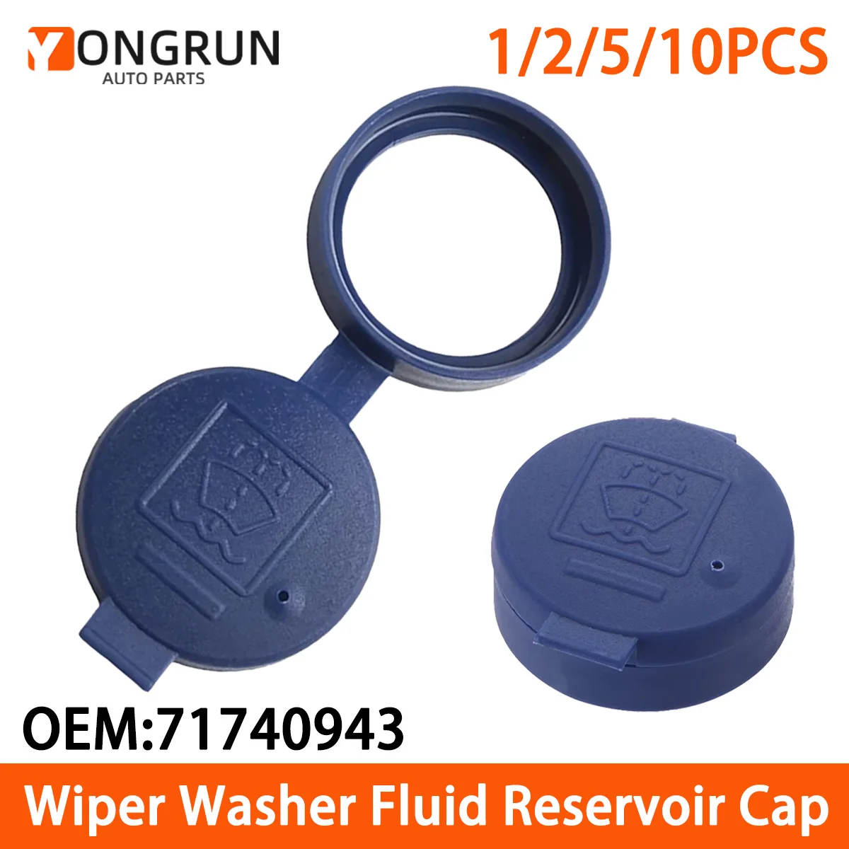 YONGRUN 1/2/5/10PCS Tapa del depósito de líquido limpiaparabrisas OEM:71740943 Apta para Fiat 500 Alfa Romeo Abate 500 Piezas de automoción