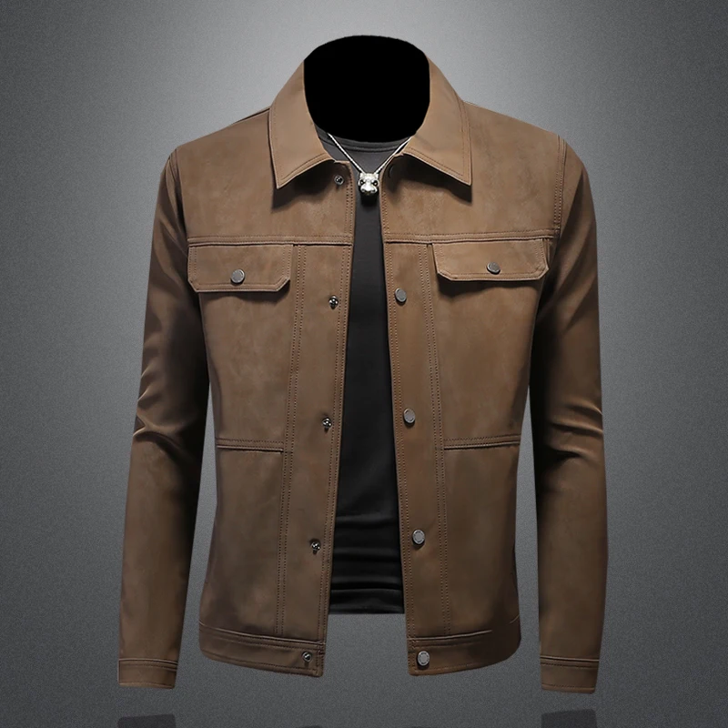 

High Quali Suede Men's Jaet Faionable Casual Slim Fit Korean Sle Pure Color Leisure Outdoor Clothing for Men