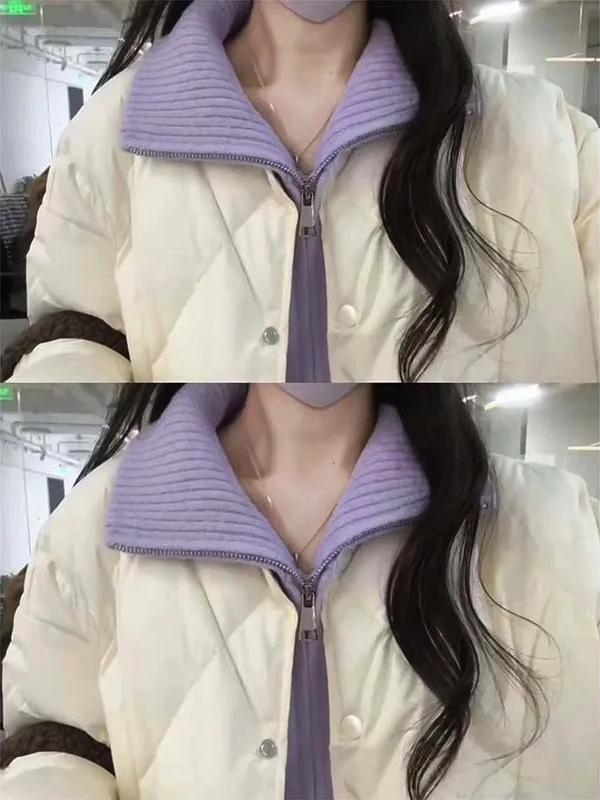 Zachte, gezellige damesrits Ne gebreide trui bovenkleding paars lente herfst f hoge kraag gebreid vest Fem Faion