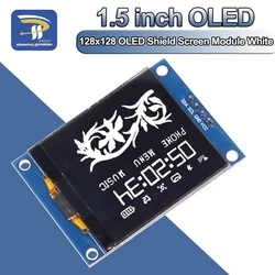 Módulo de tela escudo OLED para Raspberry Pi, 128x128, SH1107 Driver IIC, 4 pinos, branco, apto para STM32, Arduino, novo, 1.5