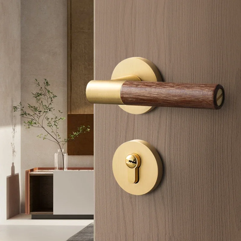 

1 set of Chinese style metal silent door lock Wooden handle Bedroom,living room, indoor door lock Door lock hardware accessories