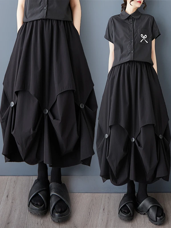 Losse wijde pijpen negen tenten patchwork veelzijdige lente zomer Koreaanse Sle f rok bloemenprint midi rok voor dames