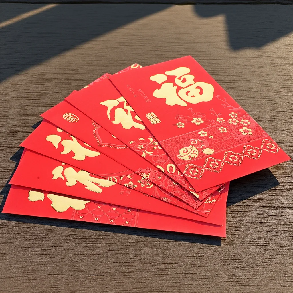

6Pcs Chinese New Year Red Envelopes Fu Character Paper Red Packets 2024 Lunar Festival Money Holders Chinese New Year Gift Bags