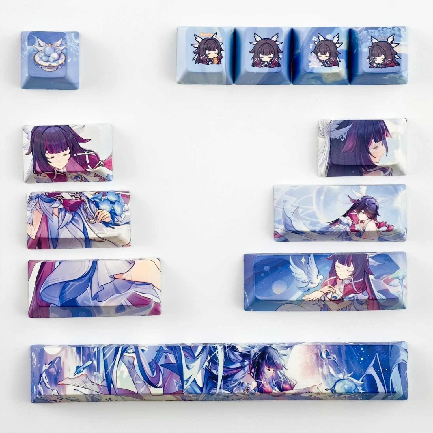MAIMOOO Genshin Impact Columbina Keycap 12Keys PBT Custom Cherry Profile Personalized Anime Game Keycaps for Mechanical Keyboard