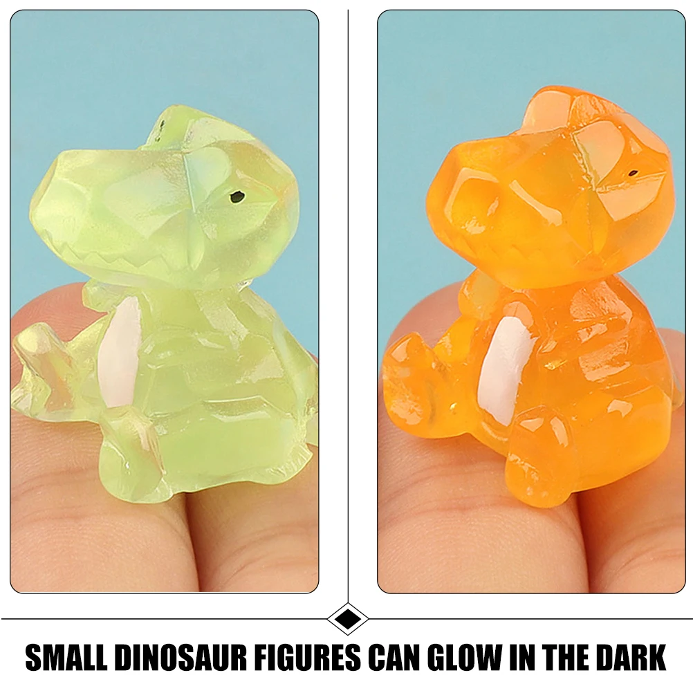 

12 Pcs Luminous Dinosaur Ornaments Small Figures Dark Decorate Resin Miniature Figurines Dinosaurs