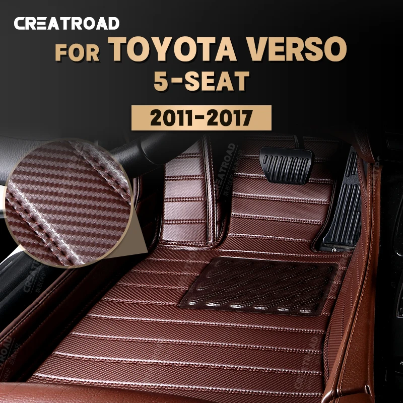 

Custom Carbon Fibre style Floor Mats For Toyota Verso 5-Seat 2011-2017 12 13 14 15 16 Foot Carpet Auto Interior Accessories