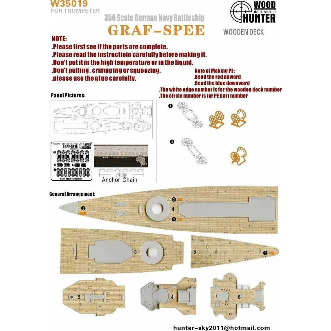 Jäger w35019 1/350 holzdeck gmn schlachtschiff GRAF-SPEE für trompeter 05316