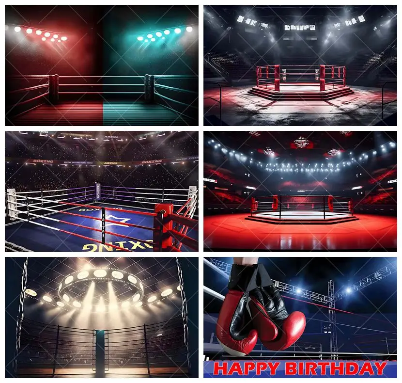 Sports Boxing Photography Backdrop Match Gloves Cool Fight Boy Aldult Kids Happy Birthday Party Custom Decor Background