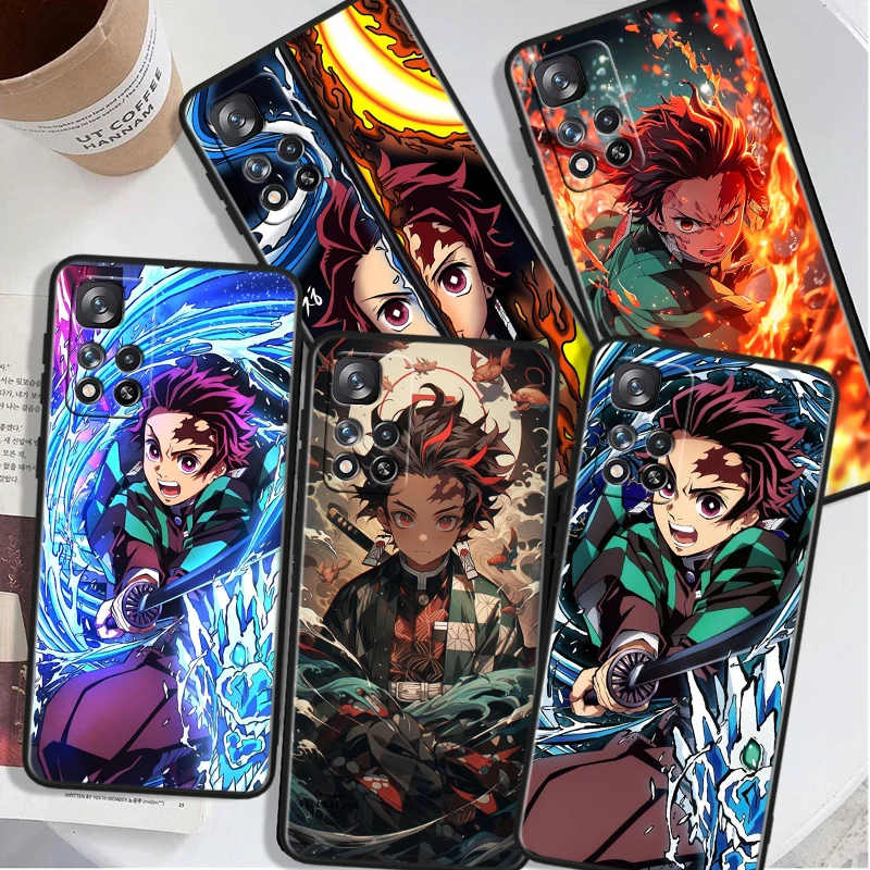 Beautiful Demon Slayer Anime Phone Case For Xiaomi Redmi Note 9 10 11 12 13 T S E Pro Max Plus 4G 5G Black Cover Funda Soft Capa