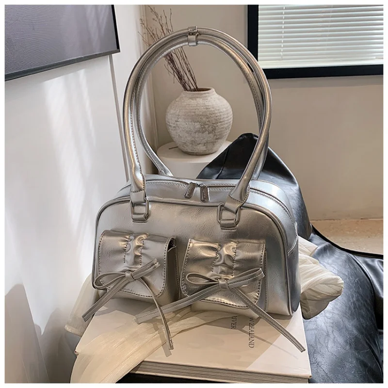 

Fashionable Underarm Bow Bag for Women 2025 Korean Edition New Simple Leisure Pillow Bag Trendy Versatile Shoulder Bag