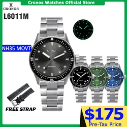Cronos Diver Men Watch Fifty Sunray Dial Date Automatic NH35 200M Water Resistant Ceramic Bezel Bracelet