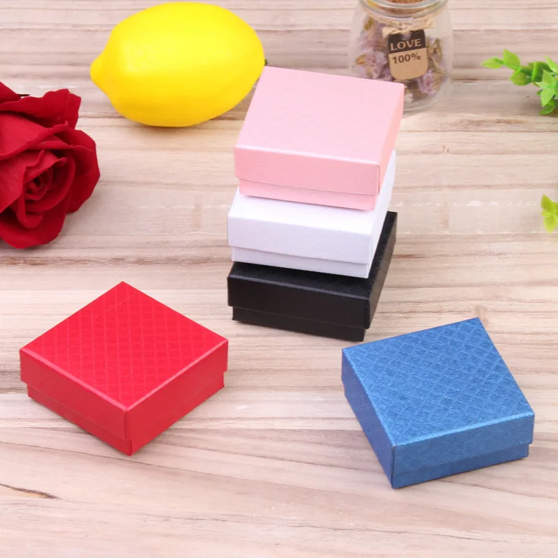 24pcs Square Paper Jewelry Gift Box Packaging Business Necklace Earring Brooch 7x7x3cm Bracelet Display Holder Jewelry Organizer