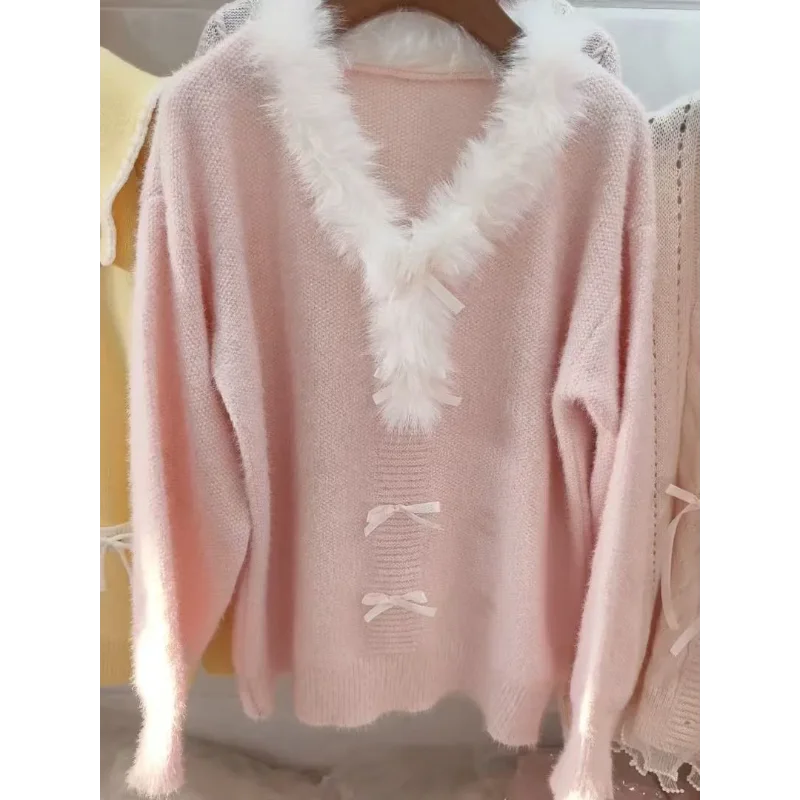 

Korean Style Lazy Style Spring and Autumn Long-sleeved Loose Sweater Soft and Waxy Versatile Top