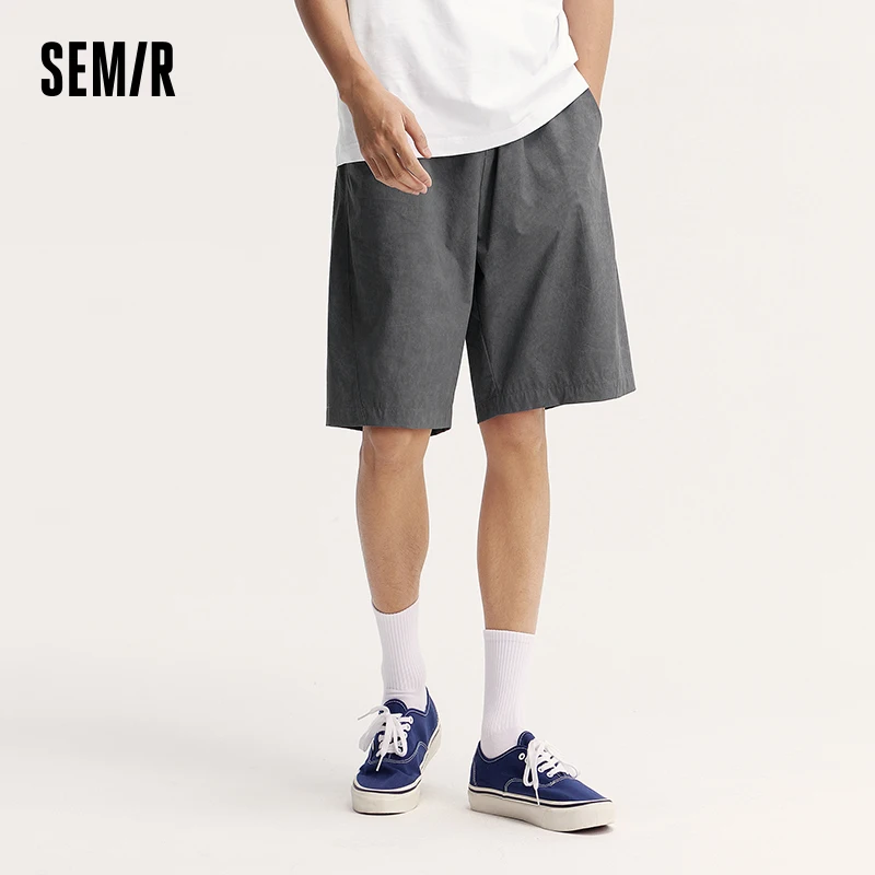 Semir Casual Mid-Length Pants Men 2024 Summer New Solid Color Simple Straight Shorts With Drawstring High-Quality Textured Feel